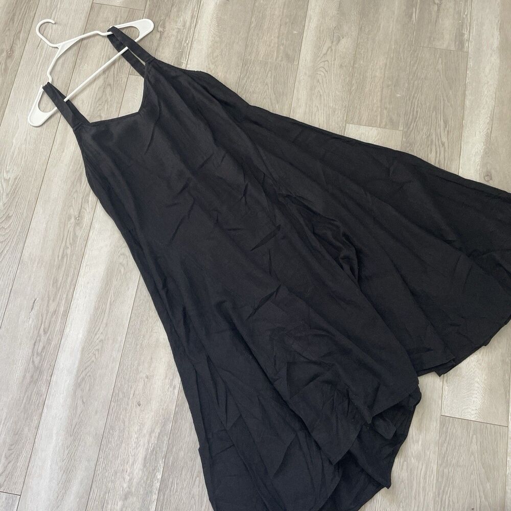 Universal Standard Dress linen fit flare midi womens Black (small) minimalist